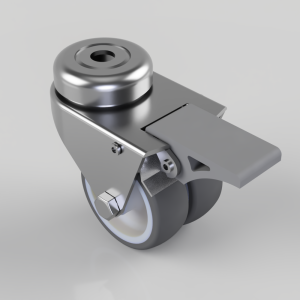 Grey Rubber Bolt Hole Swivel Castor Brake 50mm 60kg Load