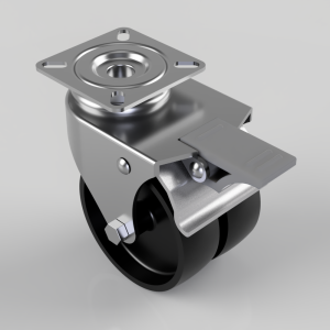 Polypropylene Plate Swivel Castor Brake 75mm 80kg Load