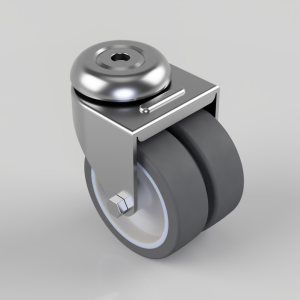 Rubber Bolt Hole Swivel Castor 75mm 80kg Load