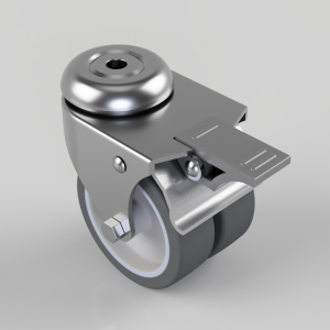 Grey Rubber Bolt Hole Swivel Castor Brake 75mm 80kg Load