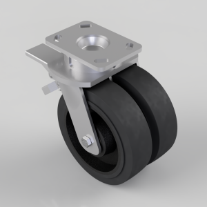 Elastic Rubber Cast Iron Plate Swivel Castor Brake 200mm 1200kg Load