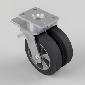 Elastic Rubber on Aluminium Plate Swivel Castor Brake 200mm 1000kg Load