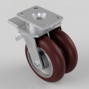 Ergonomic Polyurethane Plate Swivel Castor Brake 200mm 1500kg Load