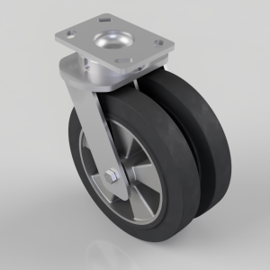 Elastic Rubber on Aluminium Plate Swivel Castor 250mm 1300kg Load