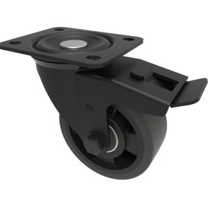 Polyurethane Nylon Plate Swivel Castor Brake 100mm 300kg Load