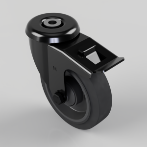Black Elastic Rubber 65ShoreA Bolthole Brake 125mm 250kg Load