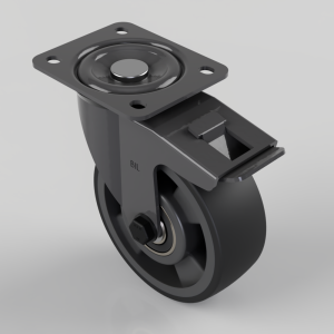 Polyurethane Nylon Plate Swivel Castor Brake 100mm 300kg Load
