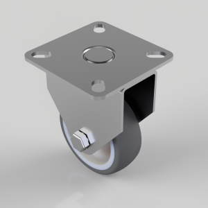 Grey Rubber Plate Fixed Castor 50mm 40kg Load