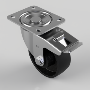 Cast Iron Plate Swivel Castor Brake 100mm 300kg Load