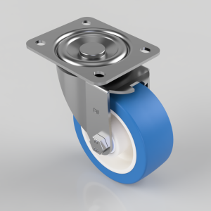 Soft Blue Polyurethane Nylon Plate Swivel Castor 100mm 250kg Load
