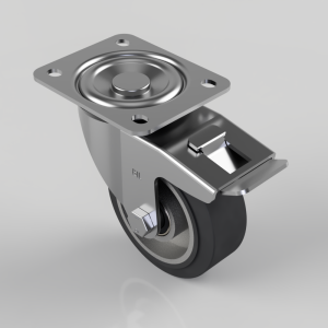 Elastic Rubber on Aluminium Plate Swivel Castor Brake 100mm 200kg Load