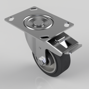 Elastic Rubber on Aluminium Plate Swivel Castor Brake 100mm 200kg Load