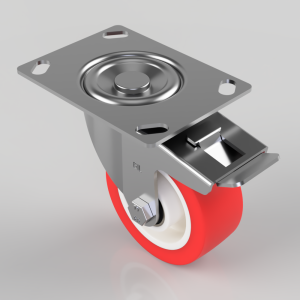 Polyurethane Nylon Plate Swivel Castor Brake 100mm 250kg Load