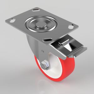 Polyurethane Nylon Plate Swivel Castor Brake 100mm 250kg Load