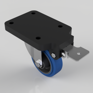 Soft Blue Rubber Swivel Brake Plate Castor 100mm 200kg