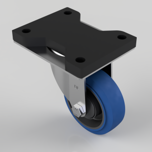 Soft Blue Rubber Swivel Plate Castor 100mm 200kg