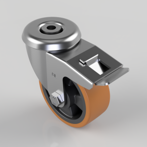 Polyurethane Nylon Bolt Hole Swivel Castor Brake 100mm 250kg Load