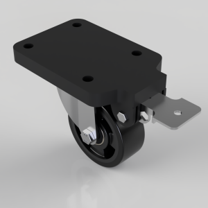 Black Polyurethane Swivel Braked Plate Castor 100mm 300kg
