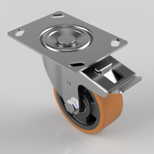 Polyurethane Nylon Plate Swivel Castor Brake 100mm 300kg Load