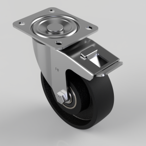 Cast Iron Plate Swivel Castor Brake 125mm 300kg Load