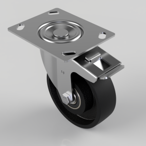 Cast Iron Plate Swivel Castor Brake 125mm 300kg Load