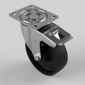 Cast Iron Plate Swivel Castor Brake 125mm 300kg Load
