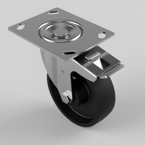 Cast Iron Plate Swivel Castor Brake 125mm 300kg Load