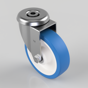 Soft Polyurethane Nylon Bolt Hole Swivel Castor 125mm 300kg Load