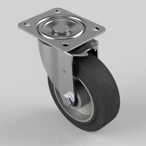 Elastic Rubber on Aluminium Plate Swivel Castor 125mm 250kg Load