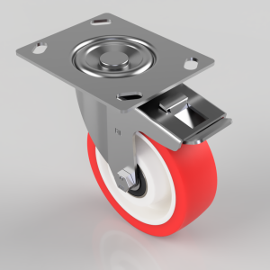 Polyurethane Nylon Plate Swivel Castor Brake 125mm 300kg Load