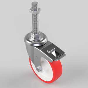 Polyurethane Swivel Castor Brake 125mm 300kg Load