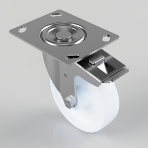 Nylon Plate Swivel Castor Brake 125mm 300kg Load