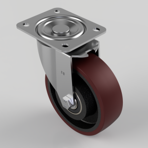 Polyurethane Cast Iron Plate Swivel Castor 125mm 250kg Load