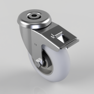 Grey Soft Elastic Rubber Bolt Hole Swivel Castor 125mm 250kg Load