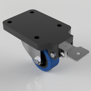 Soft  Blue  Rubber Swivel Brake Plate Castor 80mm 150kg