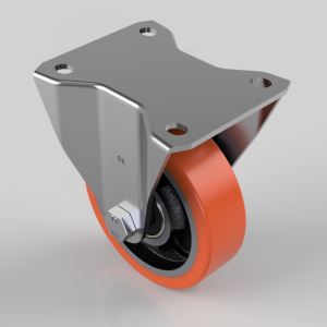 Polyurethane Cast Iron Plate Fixed Castor 100mm 250kg Load