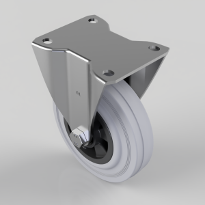 Grey Rubber Polypropylene Plate Fixed Castor 125mm 90kg Load