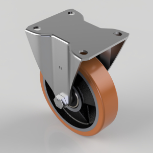 Polyurethane Cast Iron Plate Fixed Castor 100mm 300kg Load