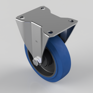 Blue Elastic Rubber 65ShoreA Plate Fixed Castor 125mm 250kg Load