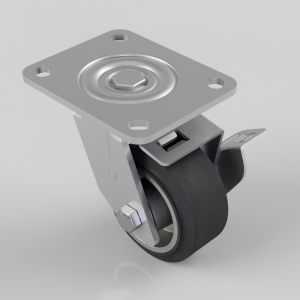 Elastic Rubber on Aluminium Plate Swivel Castor Brake 100mm 250kg Load