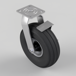 Puncture Proof Polyurethane Plate Swivel Castor Brake 260mm 100kg Load
