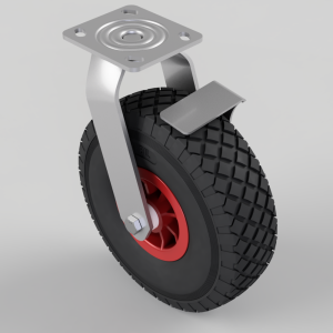 Puncture Proof Polyurethane Plate Swivel Castor Brake 260mm 100kg Load