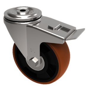 Polyurethane Nylon Bolt Hole Swivel Castor Brake 125mm 300kg Load
