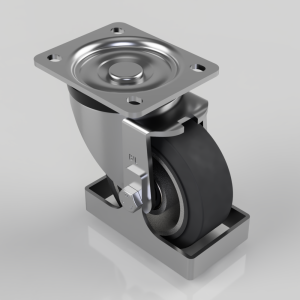 Elastic Rubber on Aluminium Plate Swivel Castor Footguard 100mm 200kg load