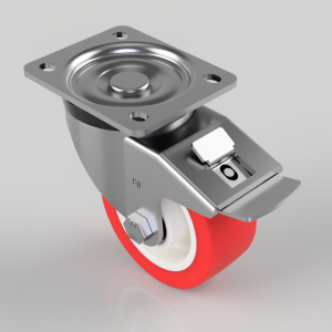 Polyurethane Nylon Plate Swivel Castor Brake 100mm 250kg Load