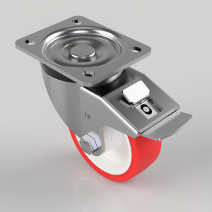 Polyurethane Nylon Plate Swivel Castor Brake 100mm 250kg Load