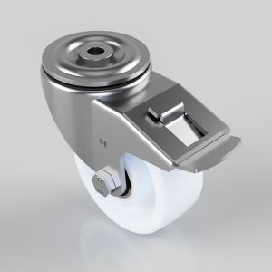 Nylon Bolt Hole Swivel Castor Brake 100mm 400kg Load