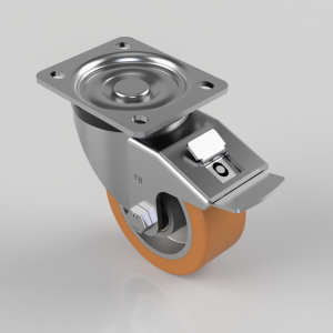 Polyurethane Aluminium Plate Swivel Castor Brake 100mm 250kg Load