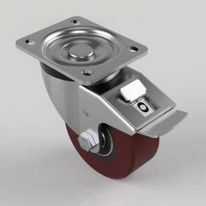 Polyurethane Cast Iron Plate Swivel Castor Brake 100mm 300kg Load