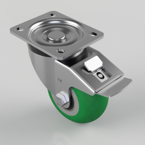 Soft Ergonomic Polyurethane Plate Swivel Castor Brake 100mm 350kg Load